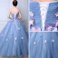 Blomsterfe Blå Ballkjoler 2019 Prinsesse Kjæreste Uten Ermer Appliques Blomst Rhinestone Beading Perle Lange Buste Ryggløse Formelle Kjoler