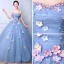 Blomsterfe Blå Ballkjoler 2019 Prinsesse Kjæreste Uten Ermer Appliques Blomst Rhinestone Beading Perle Lange Buste Ryggløse Formelle Kjoler