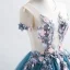 Romantique Bleu D'encre Transparentes Robe De Bal 2019 Princesse Encolure Dégagée Manches Courtes Appliques Fleur Perlage Longue Volants Dos Nu Robe De Ceremonie