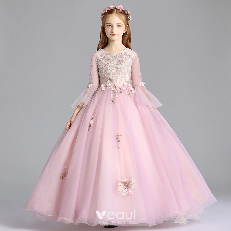 Elegant Blushing Pink Flower Girl Dresses 2019 A-Line / Princess Scoop ...