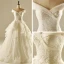 Chic / Belle Salle Robe De Mariée 2017 En Dentelle Appliques Cristal Faux Diamant De l'épaule Manches Courtes Dos Nu Cathedral Train Ivoire Robe Boule