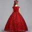 Best Burgundy Flower Girl Dresses 2019 A-Line / Princess Scoop Neck Cap Sleeves Pearl Sequins Pierced Polyester Floor-Length / Long Ruffle Wedding Party Dresses