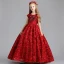 Best Burgundy Flower Girl Dresses 2019 A-Line / Princess Scoop Neck Cap Sleeves Pearl Sequins Pierced Polyester Floor-Length / Long Ruffle Wedding Party Dresses