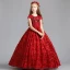 Best Burgundy Flower Girl Dresses 2019 A-Line / Princess Scoop Neck Cap Sleeves Pearl Sequins Pierced Polyester Floor-Length / Long Ruffle Wedding Party Dresses