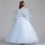 Chic / Beautiful Sky Blue Flower Girl Dresses 2019 A-Line / Princess Scoop Neck Sleeveless Appliques Flower Beading Floor-Length / Long Ruffle Wedding Party Dresses