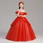Bling Bling Red See-through Flower Girl Dresses 2019 A-Line / Princess Scoop Neck Short Sleeve Glitter Tulle Floor-Length / Long Ruffle Wedding Party Dresses