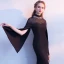 Elegant Black Evening Dresses  2018 Trumpet / Mermaid Rhinestone High Neck Long Sleeve Floor-Length / Long Formal Dresses
