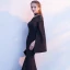 Elegant Black Evening Dresses  2018 Trumpet / Mermaid Rhinestone High Neck Long Sleeve Floor-Length / Long Formal Dresses