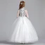 Vintage / Originale Gris Robe Ceremonie Fille 2019 Princesse Col Haut 1/2 Manches Appliques En Dentelle Perle Longue Volants Robe Pour Mariage