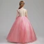Flower Fairy Candy Pink Flower Girl Dresses 2019 A-Line / Princess Scoop Neck Cap Sleeves Appliques Lace Flower Pearl Floor-Length / Long Ruffle Wedding Party Dresses