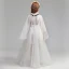 Schlicht Ivory / Creme Blumenmädchenkleider 2019 A Linie Stehkragen Lange Ärmel Stoffgürtel Applikationen Spitze Geflecktes Tülle Lange Rüschen Kleider Für Hochzeit