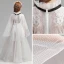 Schlicht Ivory / Creme Blumenmädchenkleider 2019 A Linie Stehkragen Lange Ärmel Stoffgürtel Applikationen Spitze Geflecktes Tülle Lange Rüschen Kleider Für Hochzeit