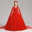 Chinese style Red Flower Girl Dresses 2019 A-Line / Princess Scoop Neck Sleeveless Sash Appliques Lace Pearl Watteau Train Ruffle Wedding Party Dresses