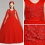 Chinese style Red Flower Girl Dresses 2019 A-Line / Princess Scoop Neck Sleeveless Sash Appliques Lace Pearl Watteau Train Ruffle Wedding Party Dresses