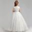 Chic / Beautiful Ivory Flower Girl Dresses 2019 A-Line / Princess Scoop Neck Sleeveless Appliques Lace Pearl Floor-Length / Long Ruffle Wedding Party Dresses