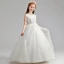 Chic / Beautiful Ivory Flower Girl Dresses 2019 A-Line / Princess Scoop Neck Sleeveless Appliques Lace Pearl Floor-Length / Long Ruffle Wedding Party Dresses