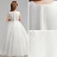 Chic / Beautiful Ivory Flower Girl Dresses 2019 A-Line / Princess Scoop Neck Sleeveless Appliques Lace Pearl Floor-Length / Long Ruffle Wedding Party Dresses