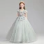 Elegant Candy Pink Flower Girl Dresses 2019 A-Line / Princess V-Neck Puffy Short Sleeve Appliques Lace Flower Pearl Floor-Length / Long Ruffle Wedding Party Dresses