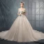 Best Ivory Wedding Dresses 2019 A-Line / Princess Off-The-Shoulder 1/2 Sleeves Backless Appliques Lace Chapel Train Ruffle