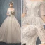 Best Ivory Wedding Dresses 2019 A-Line / Princess Off-The-Shoulder 1/2 Sleeves Backless Appliques Lace Chapel Train Ruffle