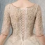 Luxe Champagne Robe De Mariée 2019 Princesse Encolure Carrée 1/2 Manches Percé Appliques En Dentelle Perlage Chapel Train Volants