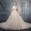 Luxus / Herrlich Ivory / Creme Brautkleider / Hochzeitskleider 2019 A Linie Off Shoulder Geschwollenes Kurze Ärmel Rückenfreies Applikationen Spitze Perlenstickerei Quaste Kapelle-Schleppe Rüschen