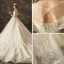Élégant Champagne Transparentes Robe De Mariée 2019 Princesse Encolure Dégagée Manches Courtes Dos Nu Appliques En Dentelle Glitter Tulle Chapel Train Volants