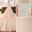 Luxury / Gorgeous Champagne Wedding Dresses 2019 A-Line / Princess Square Neckline 1/2 Sleeves Backless Appliques Lace Beading Glitter Tulle Cathedral Train Ruffle