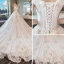 Luxe Ivoire Robe De Mariée 2019 Princesse De l'épaule Manches Courtes Dos Nu Appliques En Dentelle Perlage Cathedral Train Volants
