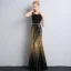 Sparkly Black Gold Sequins Evening Dresses  2018 Trumpet / Mermaid Scoop Neck Sleeveless Metal Sash Floor-Length / Long Backless Formal Dresses