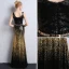 Sparkly Black Gold Sequins Evening Dresses  2018 Trumpet / Mermaid Scoop Neck Sleeveless Metal Sash Floor-Length / Long Backless Formal Dresses