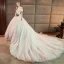 Meilleur Ivoire Transparentes Robe De Mariée 2019 Princesse De l'épaule Manches Longues Dos Nu Appliques En Dentelle Cathedral Train Volants