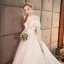 Meilleur Ivoire Transparentes Robe De Mariée 2019 Princesse De l'épaule Manches Longues Dos Nu Appliques En Dentelle Cathedral Train Volants
