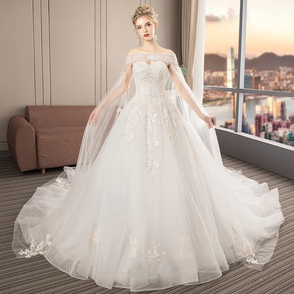 Elegant Elfenben Brudekjoler 2019 Prinsesse Kjæreste Uten Ermer Ryggløse Appliques Blonder Beading Watteau Train Buste