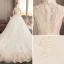 Chinesischer Stil Champagner Brautkleider / Hochzeitskleider 2019 A Linie Stehkragen Ärmellos Applikationen Spitze Pailletten Perlenstickerei Kathedrale Schleppe Rüschen
