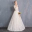 Bling Bling Champagne Wedding Dresses 2019 A-Line / Princess V-Neck 3/4 Sleeve Backless Appliques Lace Beading Sash Glitter Tulle Floor-Length / Long Ruffle