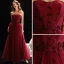 Elegant Burgunder Selskapskjoler 2019 Prinsesse Kjæreste Uten Ermer Appliques Blomst Beading Lange Buste Ryggløse Formelle Kjoler