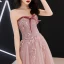 Elegant Rødmende Rosa Ballkjoler 2019 Prinsesse Sløyfe Kjæreste Uten Ermer Appliques Blonder Blomst Perle Rhinestone Lange Buste