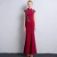 Chinese style Burgundy Evening Dresses  2018 Trumpet / Mermaid High Neck Cap Sleeves Embroidered Ankle Length Formal Dresses