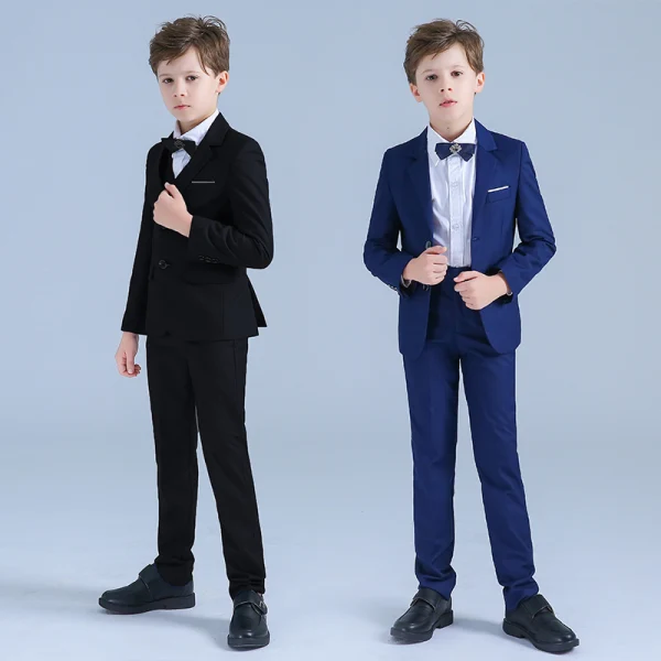 Royal Blue Boys Wedding Suits 2019 Long Sleeve Coat Shirt