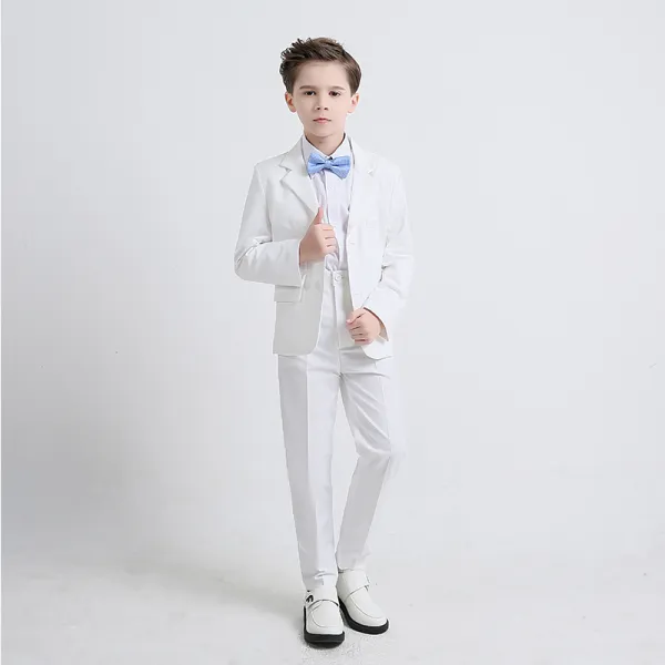 Sky Blue Tie Ivory Boys Wedding Suits 2019 Long Sleeve Coat Shirt