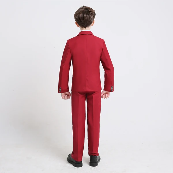 Burgundy Boys Wedding Suits 2019 Long Sleeve Coat Shirt