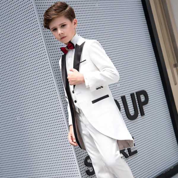 Elfenben Tailcoat Gutter Brudekjoler Sløyfe Slips 2019