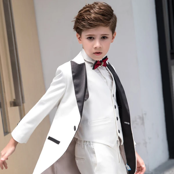 Elfenben Tailcoat Gutter Brudekjoler Sløyfe Slips 2019