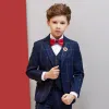Navy Blue Checked Boys Wedding Suits 2019