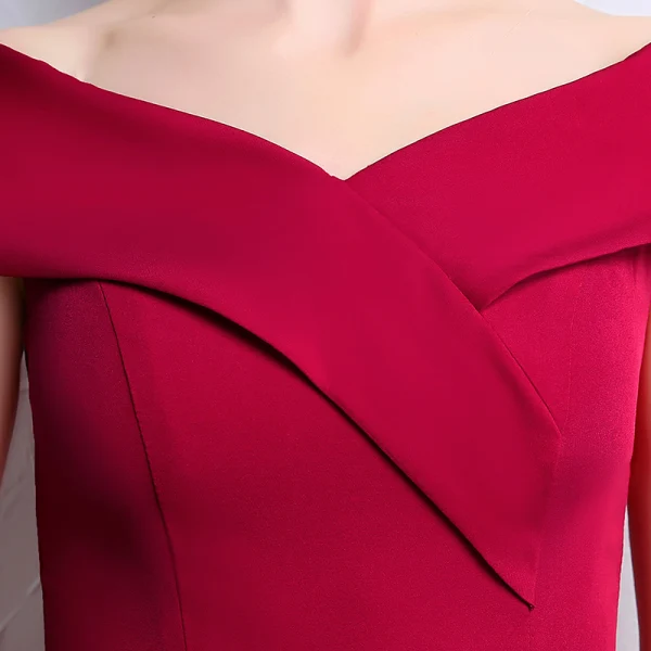 Chic / Beautiful Burgundy Evening Dresses 2018 Trumpet / Mermaid V-Neck Short Sleeve Tea-length Ruffle Backless Formal Dresses