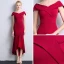 Chic / Beautiful Burgundy Evening Dresses  2018 Trumpet / Mermaid V-Neck Short Sleeve Tea-length Ruffle Backless Formal Dresses