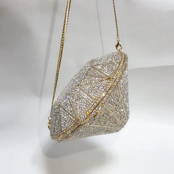 Bling Bling Gold Evening Party Rhinestone Metal Clutch Bags 2022