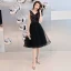 Chic / Beautiful Black Homecoming Graduation Dresses 2019 A-Line / Princess V-Neck Sleeveless Appliques Embroidered Flower Knee-Length Ruffle Formal Dresses
