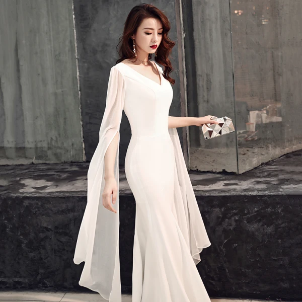 chiffon evening dresses Strapless Pleated Organza Formal Gown with Cape Shawl and A-Line Skirt –  AS032 – Viniodress main image 1
